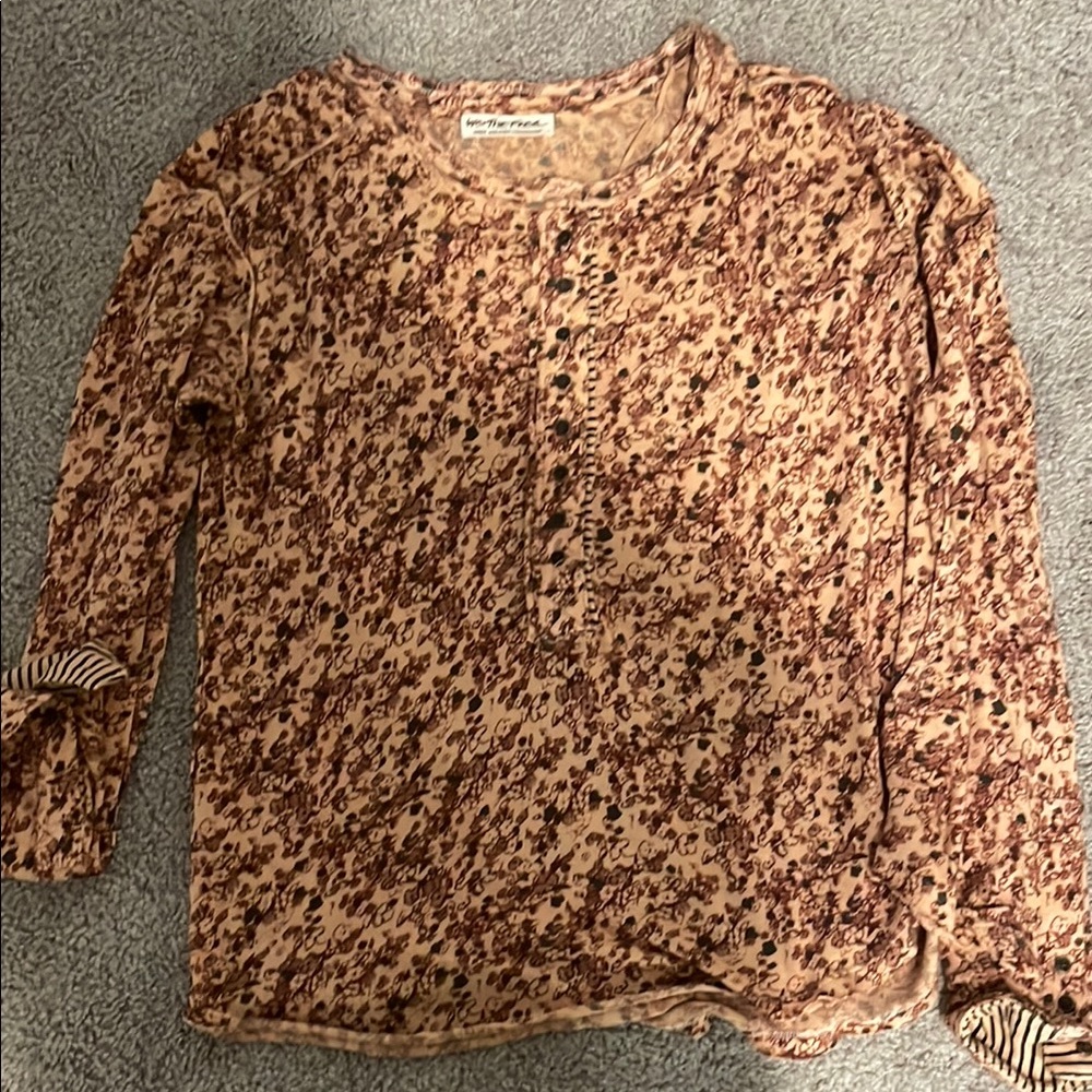 Floral Long Sleeve Henley Top